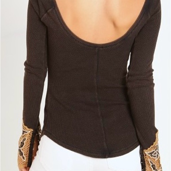 Free People Bali Babe Embroidered Mesh Cuff Thermal Top - Picture 3 of 12